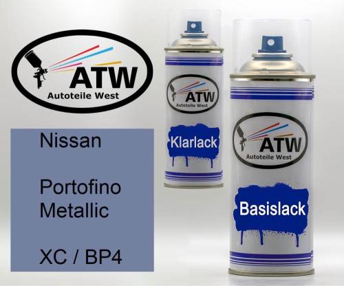Nissan, Portofino Metallic, XC / BP4: 400ml Sprühdose + 400ml Klarlack - Set, von ATW Autoteile West.
